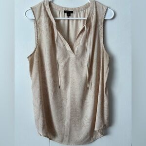 Ann Taylor Chic Beige Sleeveless Blouse Large